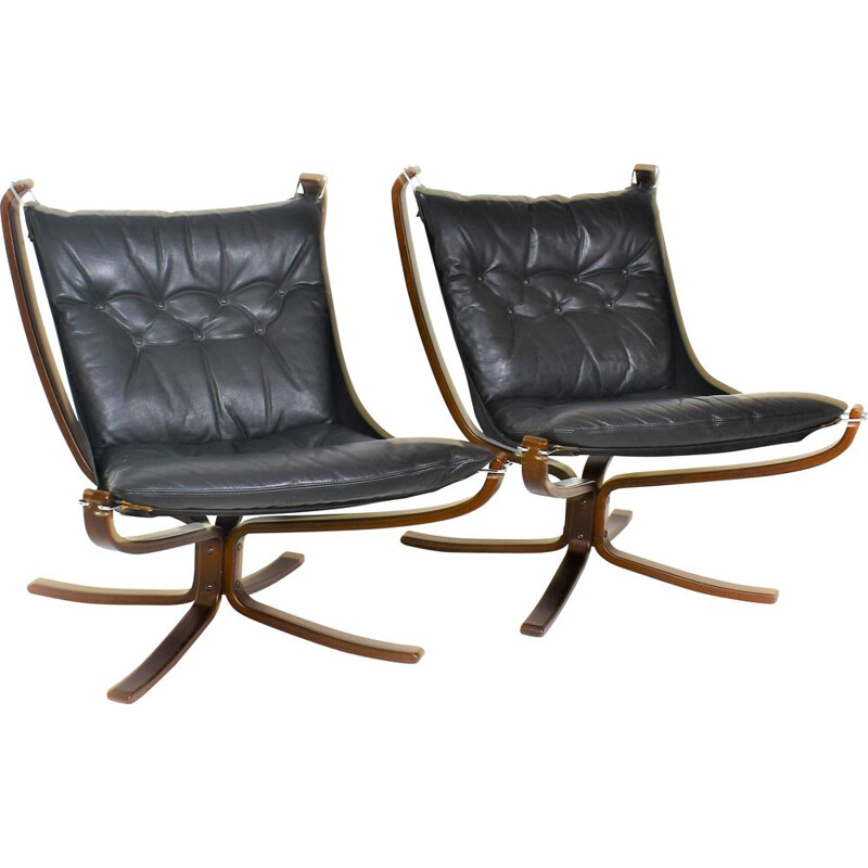 Pair of vintage Falcon armchairs by Sigurd Ressell for Vatne Møbler, Norway 1970s