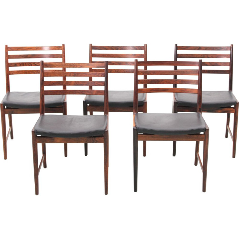 Set van 5 Scandinavische vintage rozenhouten stoelen van Kai Lyngfeldt Larsen voor Søren Willadsen