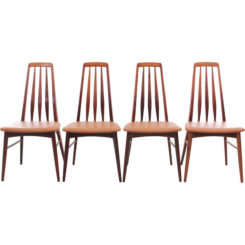 Conjunto de 4 cadeiras de pau-rosa vintage modelo "Eva" de Niels Koefoed, 1964