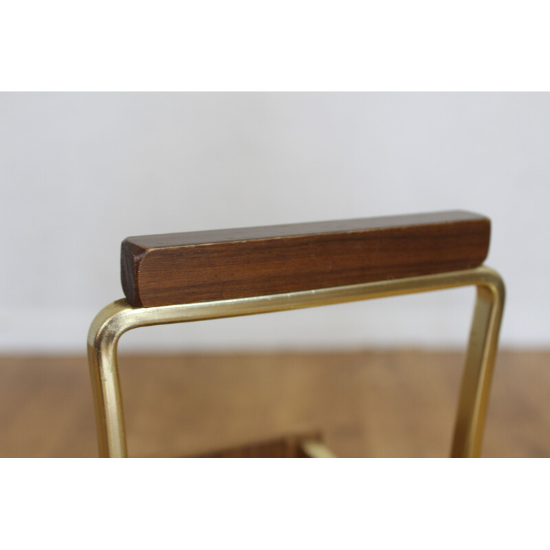 Vintage teak and brass umbrella stand, 1960s