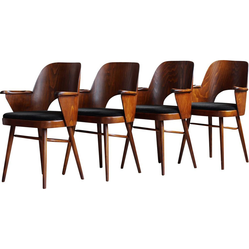 Ensemble de 4 chaises vintage en tissu kvadrat par O. Haerdtl, 1950