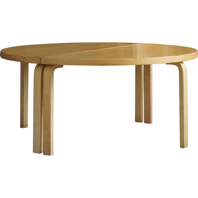 Table ronde vintage en bouleau par Alvar Aalto pour Artek, 1980