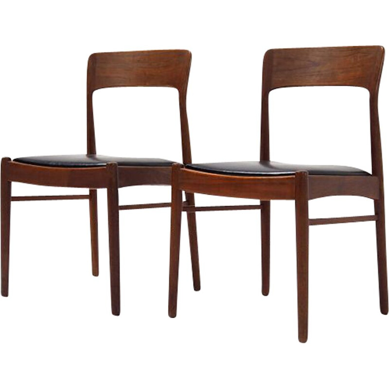 Pair of vintage solid teak chairs by Henning Kjaernulf for Korup Stolefabrik, Denmark