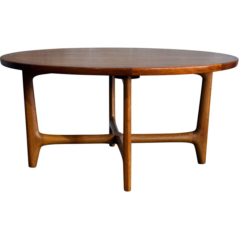 Table basse ronde vintage en teck de Niels Otto Møller pour J.L. Møllers, 1960