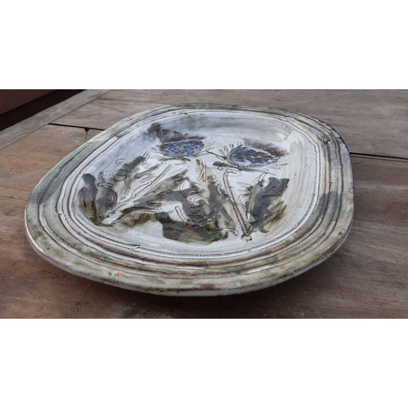 Vintage glazed ceramic dish by Albert Thiry, 1960