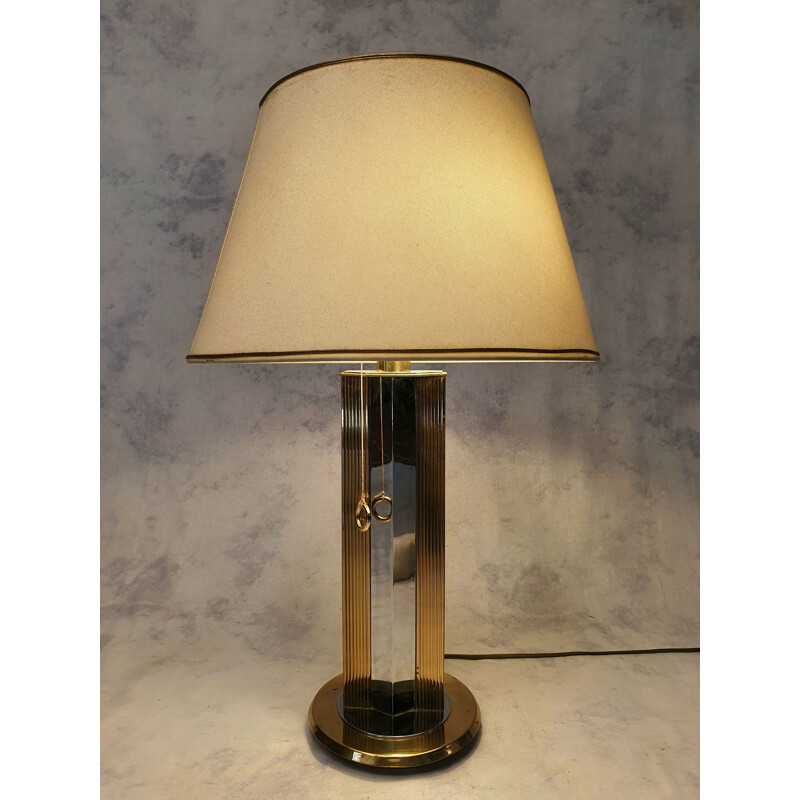 Vintage zilveren metalen bureaulamp van Romeo Rega, Italië 1970