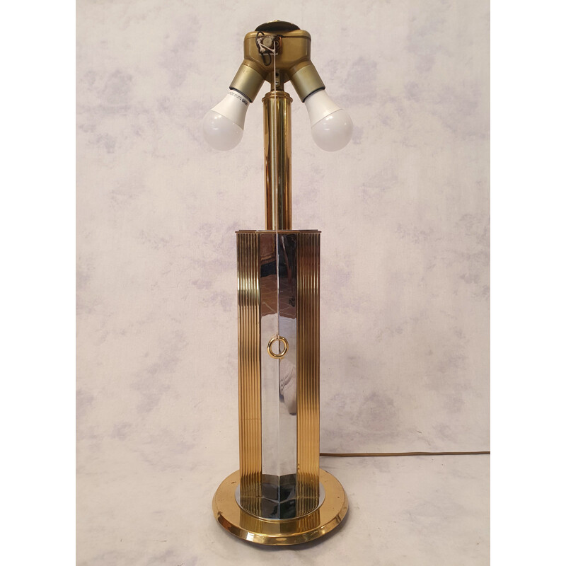 Vintage zilveren metalen bureaulamp van Romeo Rega, Italië 1970