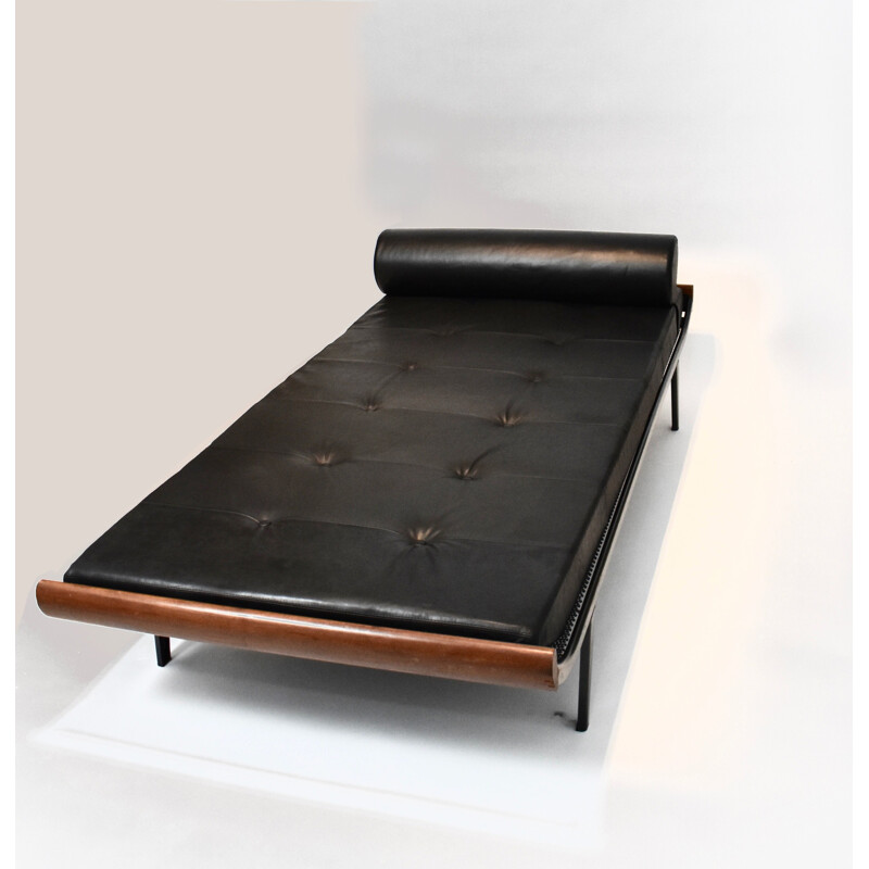 Vintage black cowhide daybed by A.R Cordemeyer for Auping, Netherlands 1953s