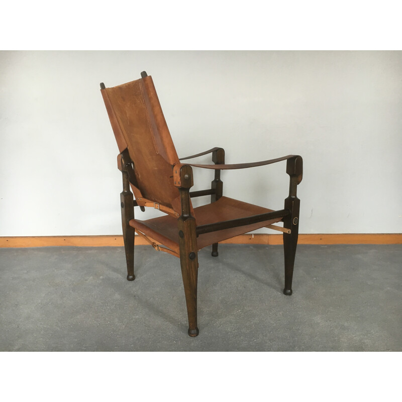 Wohnbedarf "Safari" armchair in brown leather and beech, Wilhelm KIENZLE - 1950s