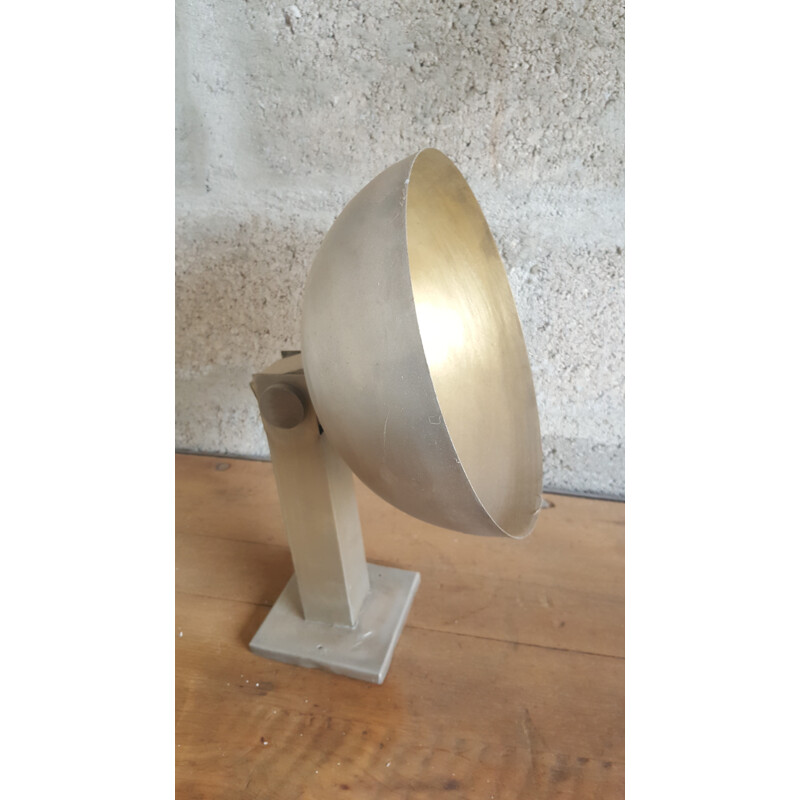 Industrial wall lamp in silver brass - 1940s