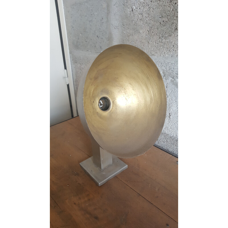 Industrial wall lamp in silver brass - 1940s