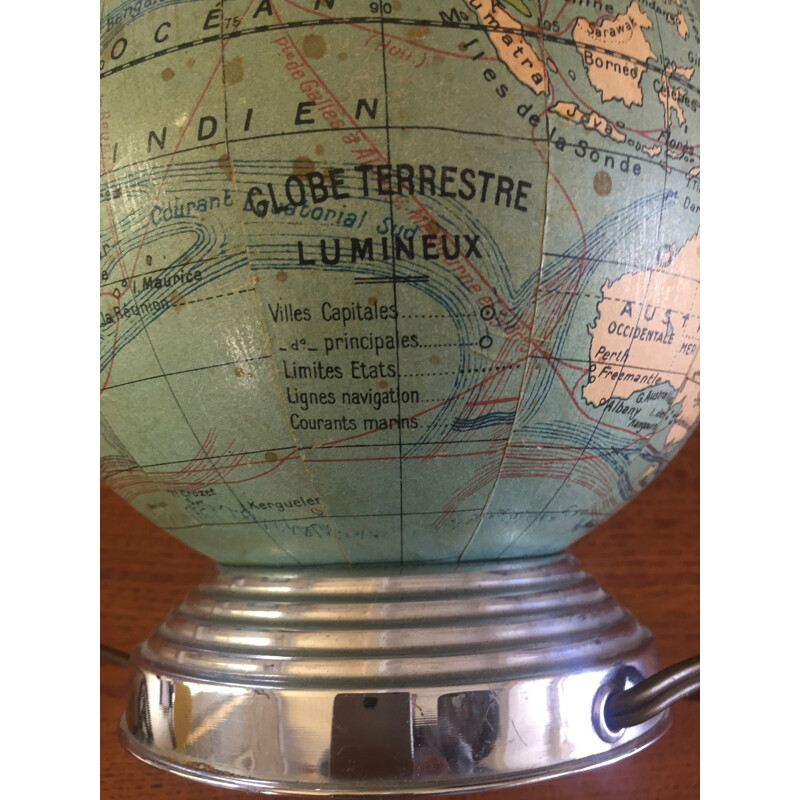 Globe terrestre vintage lumineux, 1930