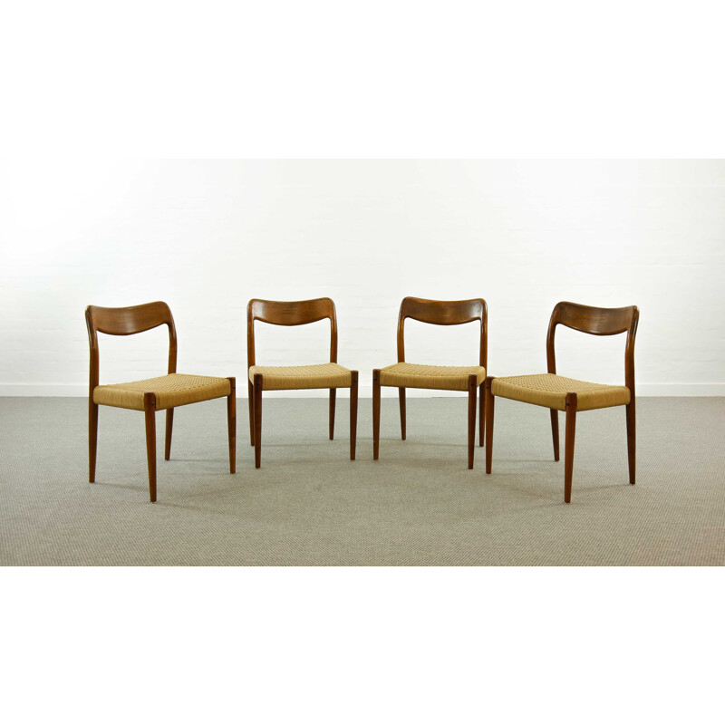 Set of 4 vintage teak chairs by Johannes Andersen for Uldum, Denmark 1960s