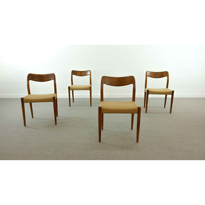 Set of 4 vintage teak chairs by Johannes Andersen for Uldum, Denmark 1960s