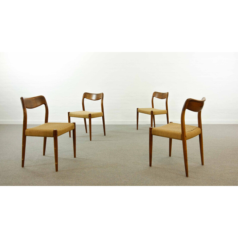 Set of 4 vintage teak chairs by Johannes Andersen for Uldum, Denmark 1960s