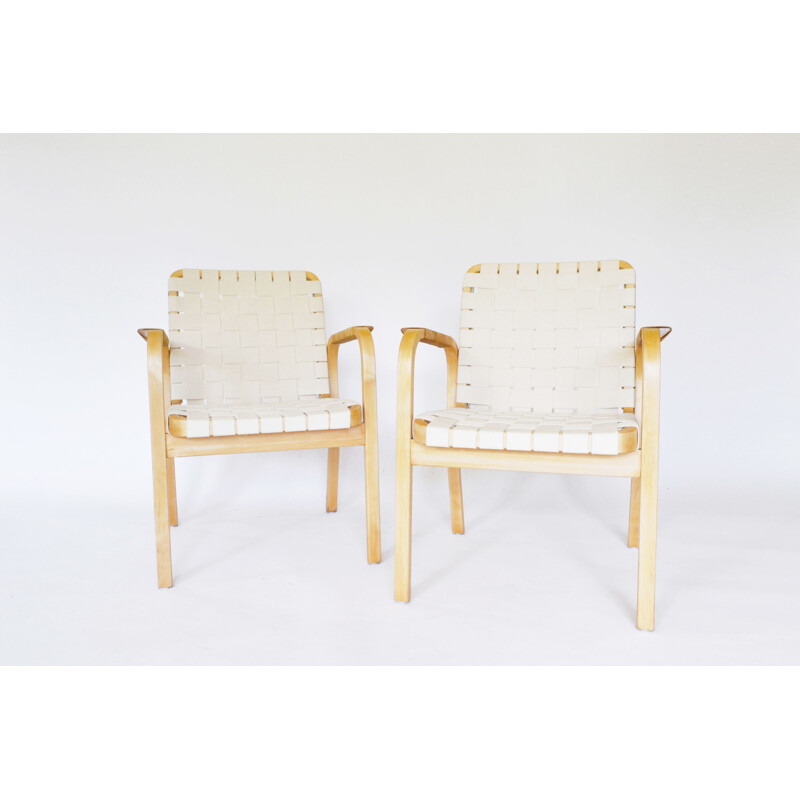 Pair of model 45 vintage dining chairs by Alvar Aalto for Artek, 1960s