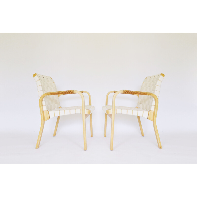 Pair of model 45 vintage dining chairs by Alvar Aalto for Artek, 1960s