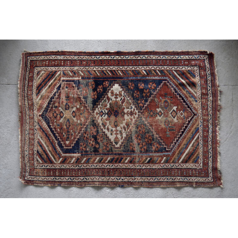 Tapete de shiraz tecido à mão Vintage, Pérsia 1890