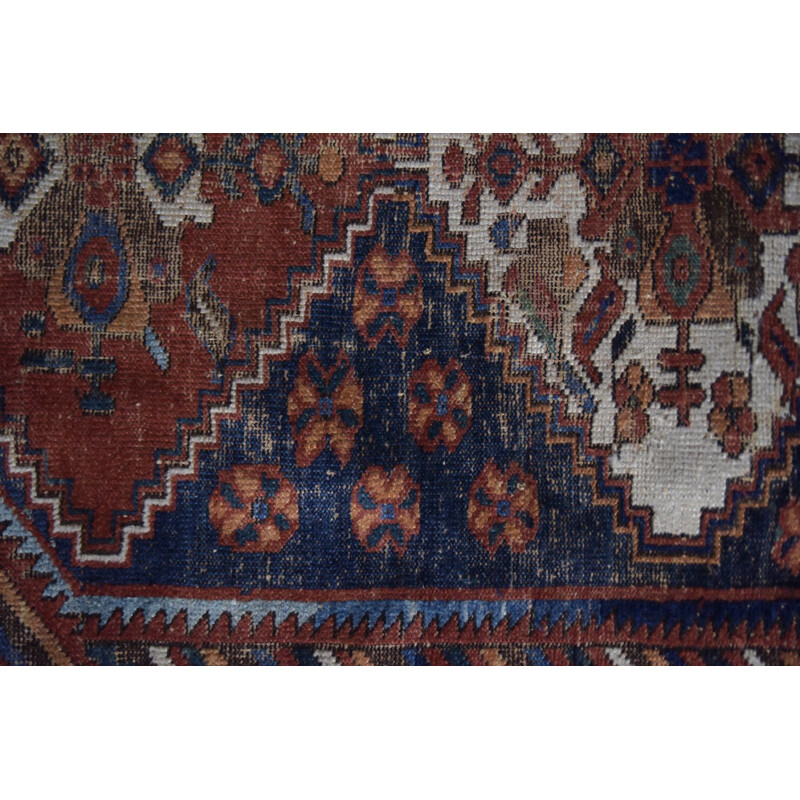 Alfombra shiraz vintage tejida a mano, Persia 1890
