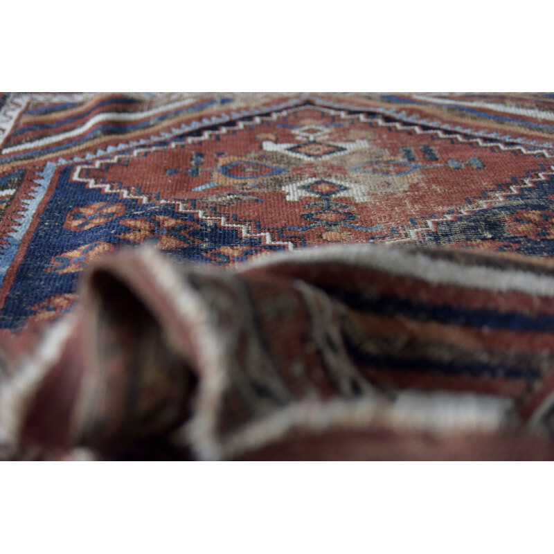 Tappeto vintage in shiraz tessuto a mano, Persia 1890