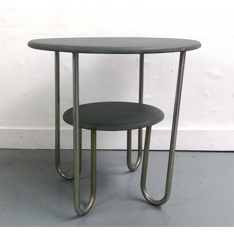 Table d'appoint à double plateaux vintage de Selette Bahaus, 1950