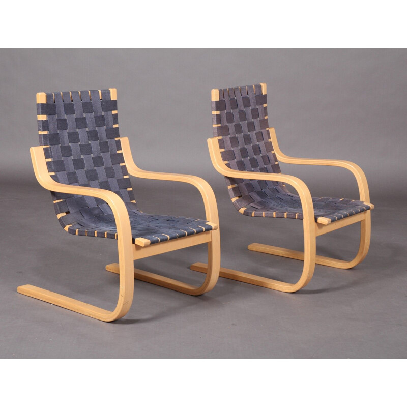 Pair of Alvar Aalto vintage armchairs model 406 by Artek