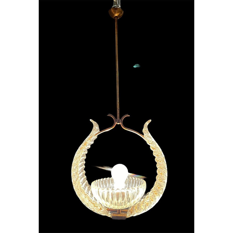 Murano glass vintage pendant lamp by Ercole Barovier