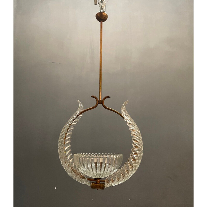 Murano glass vintage pendant lamp by Ercole Barovier