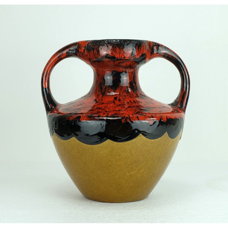 Marei Keramik "9302" double handled Fat Lava vase 1960s