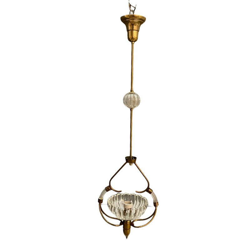 Vintage art deco murano suspensão de vidro por Ercole Barovier, 1940