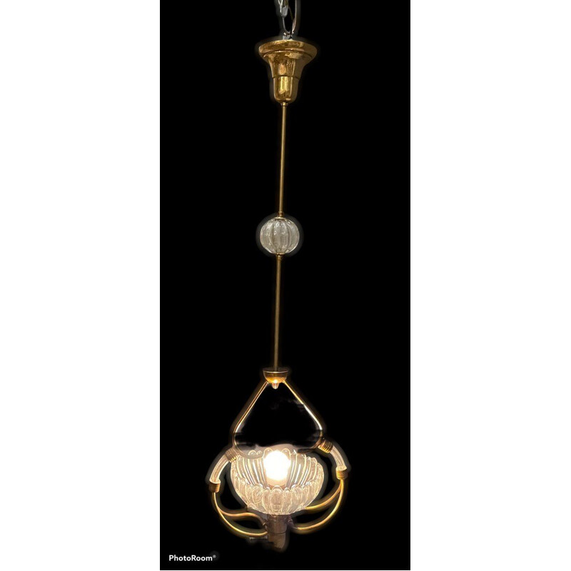 Vintage art deco murano glass pendant lamp by Ercole Barovier, 1940