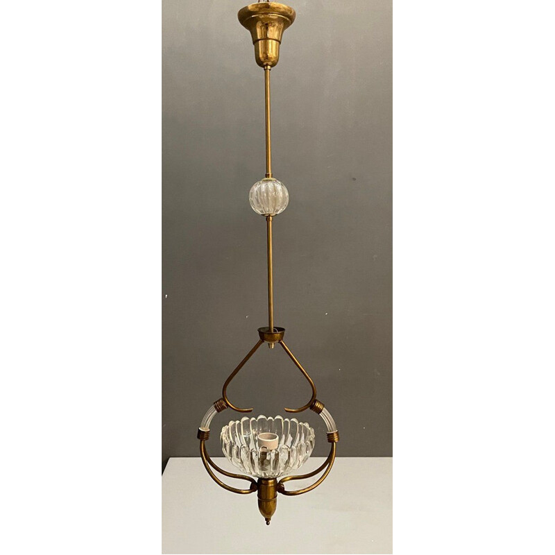 Vintage art deco murano glass pendant lamp by Ercole Barovier, 1940