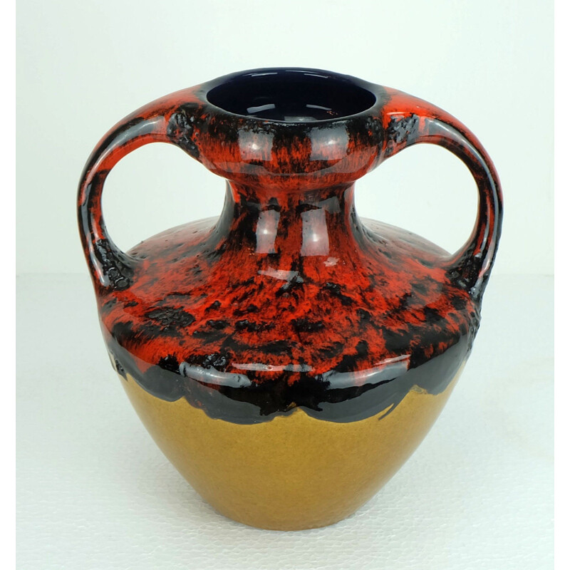 Marei Keramik "9302" double handled Fat Lava vase 1960s