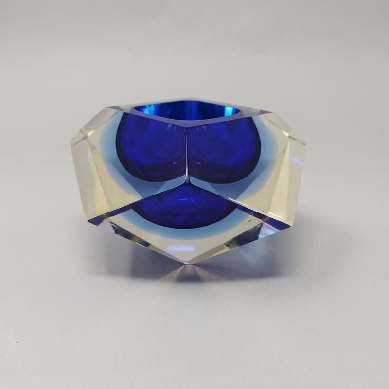 Prodotti blue vintage ashtray by Flavio Poli for Seguso, 1960s