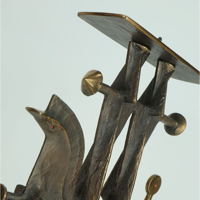 Sculptural candle holder in bronze - 1960s 