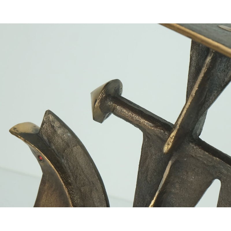 Sculptural candle holder in bronze - 1960s 