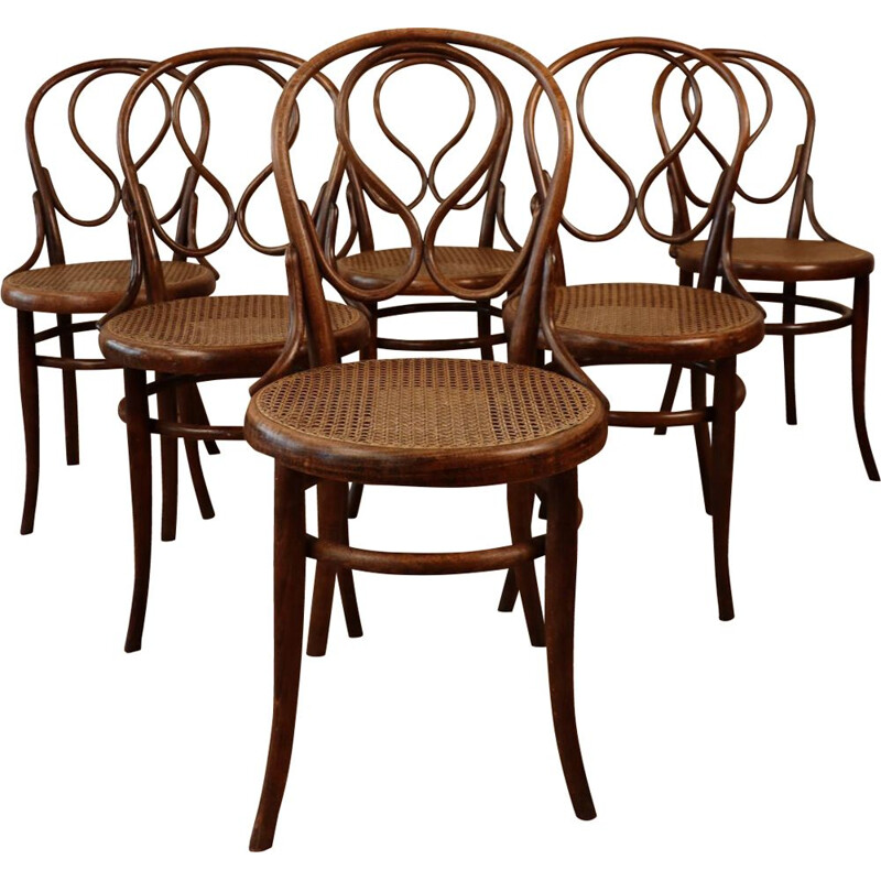 Ensemble de 6 chaises bistrot vintage par Thonet, 1875