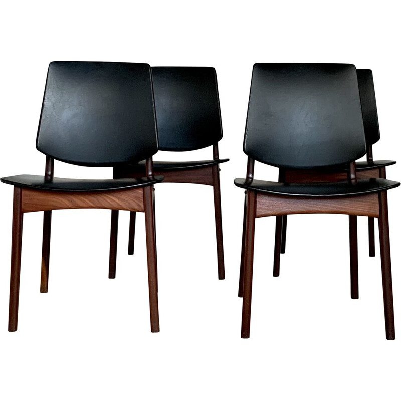 Set of 4 vintage teak chairs by Arne Hovmand Olsen for Mogens Kold, Denmark