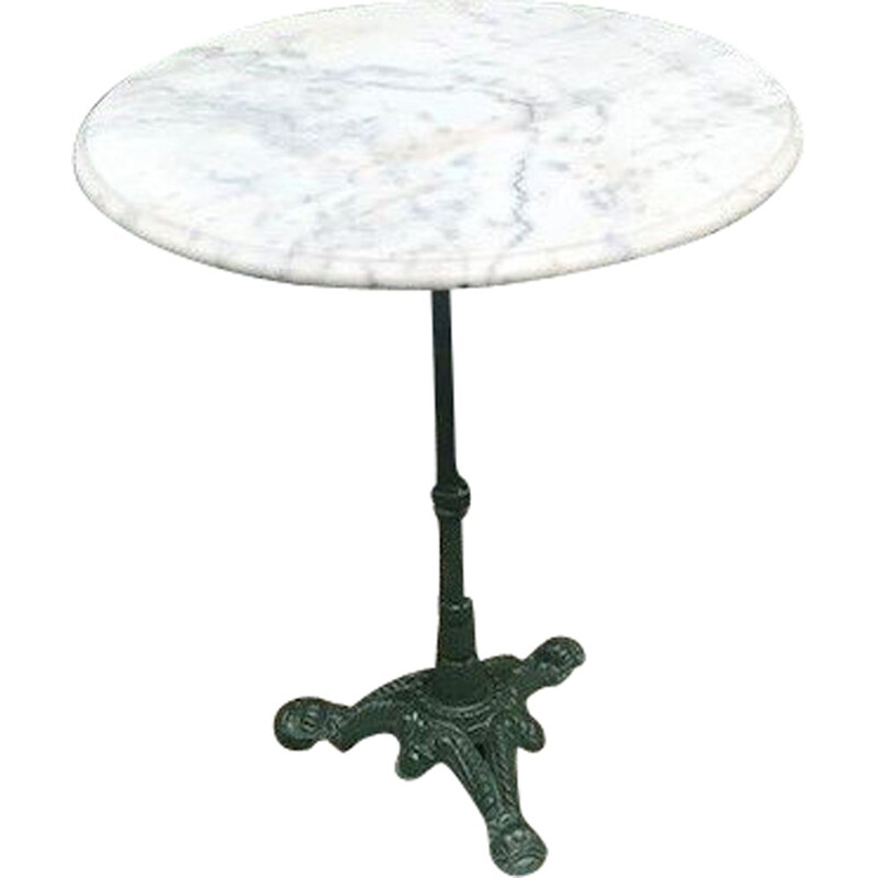 Table vintage en marbre et fonte, France 1900