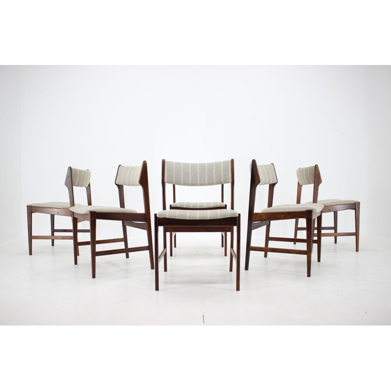 Set of 6 solid rosewood vintage dining chairs by Erich Buch, Denmark 1960s