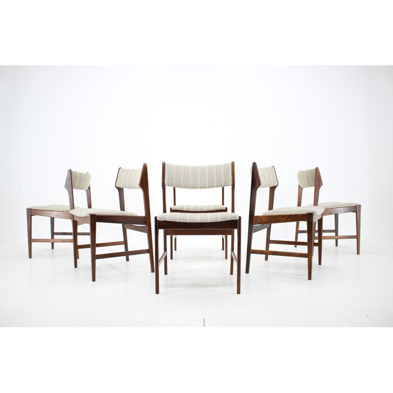 Set of 6 solid rosewood vintage dining chairs by Erich Buch, Denmark 1960s