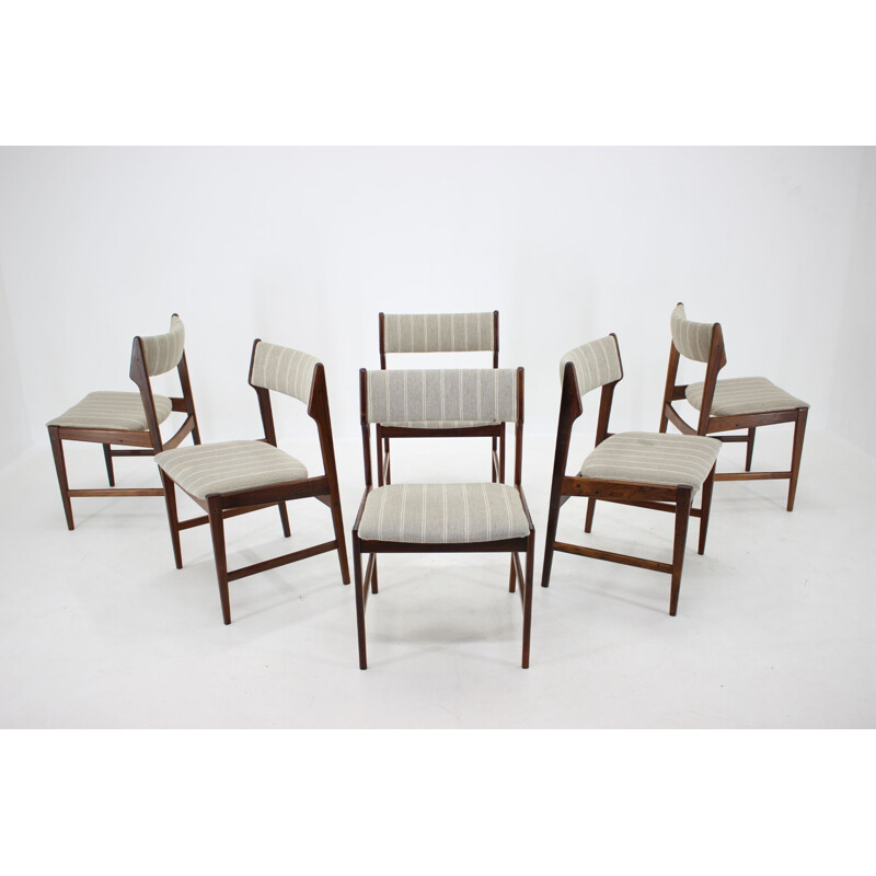 Set of 6 solid rosewood vintage dining chairs by Erich Buch, Denmark 1960s