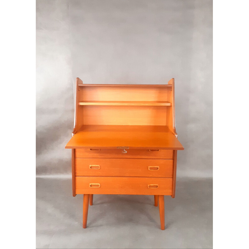 Secrétaire vintage scandinave norvégien en teck rénové, 1960