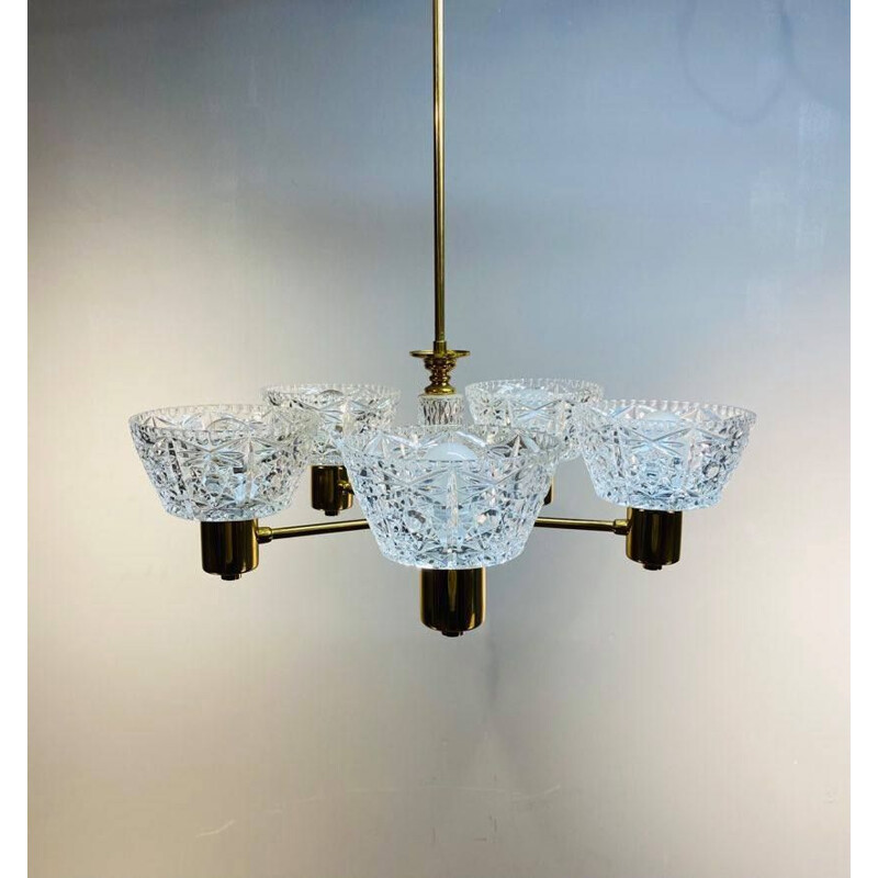 Lampadario in cristallo vintage di Carl Fagerlund, Svezia 1960