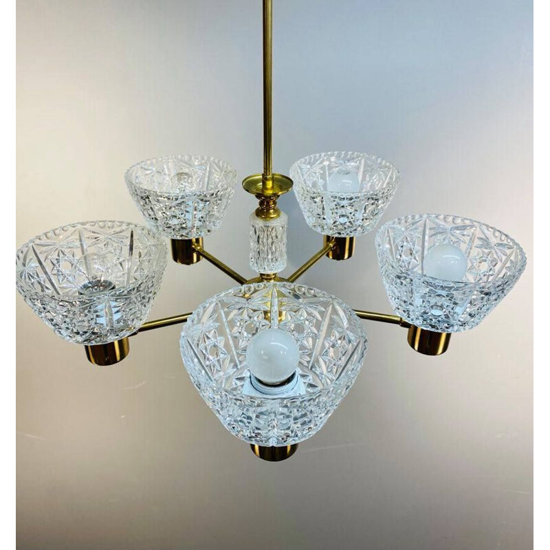 Vintage crystal chandelier by Carl Fagerlund, Sweden 1960