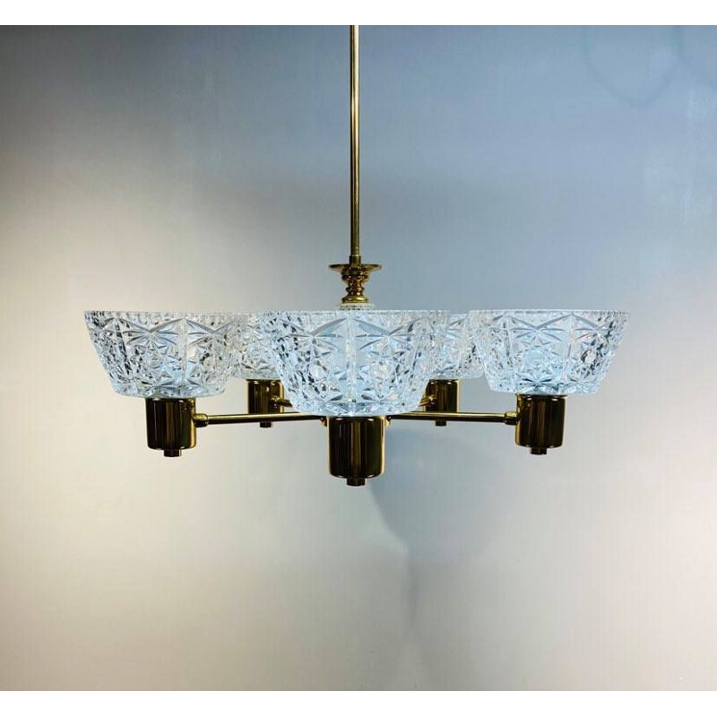 Vintage crystal chandelier by Carl Fagerlund, Sweden 1960