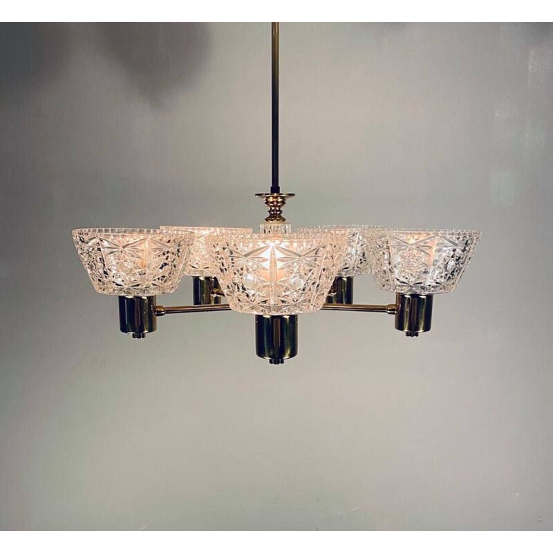 Vintage crystal chandelier by Carl Fagerlund, Sweden 1960