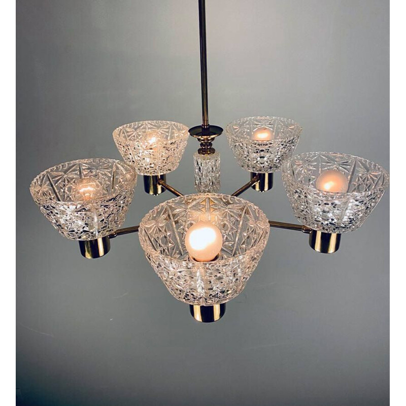 Vintage crystal chandelier by Carl Fagerlund, Sweden 1960