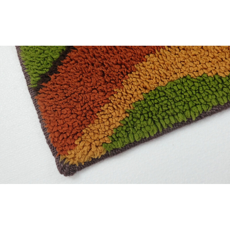 Hand-made rug in multiple colors - 1970s