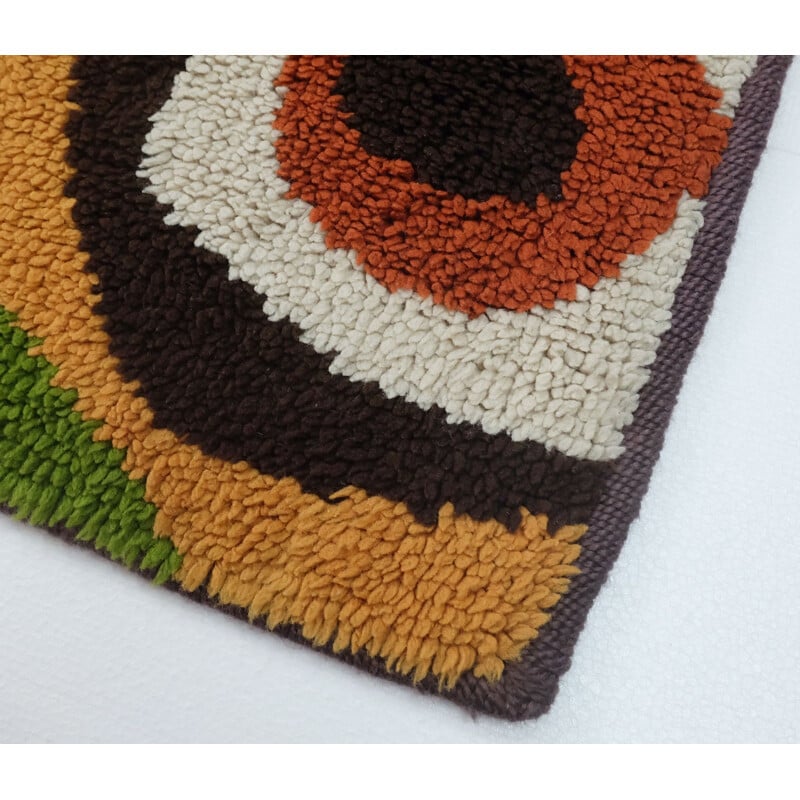 Tapis fait-main en laine multicolore - 1970